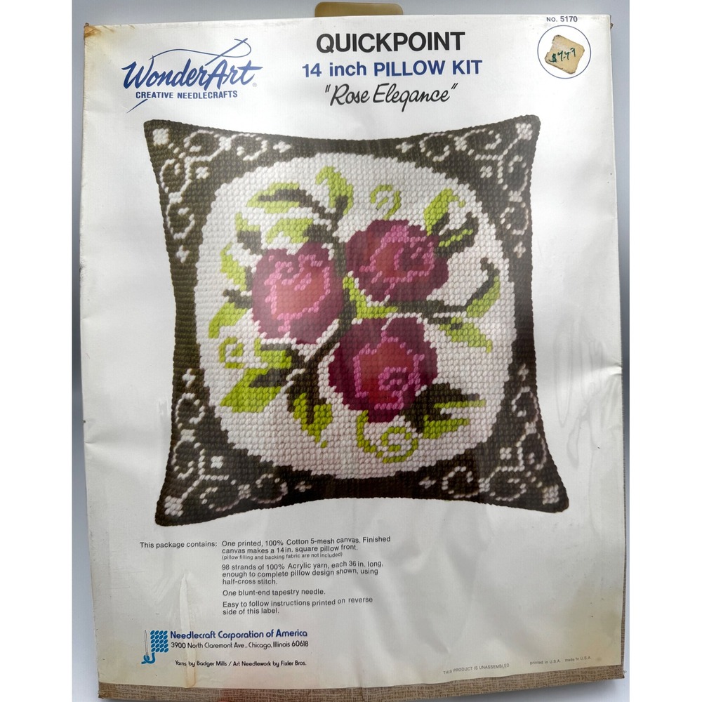 Vintage WonderArt Rose Elegance Quickpoint Kit 14" Cottagecore Grandnacire